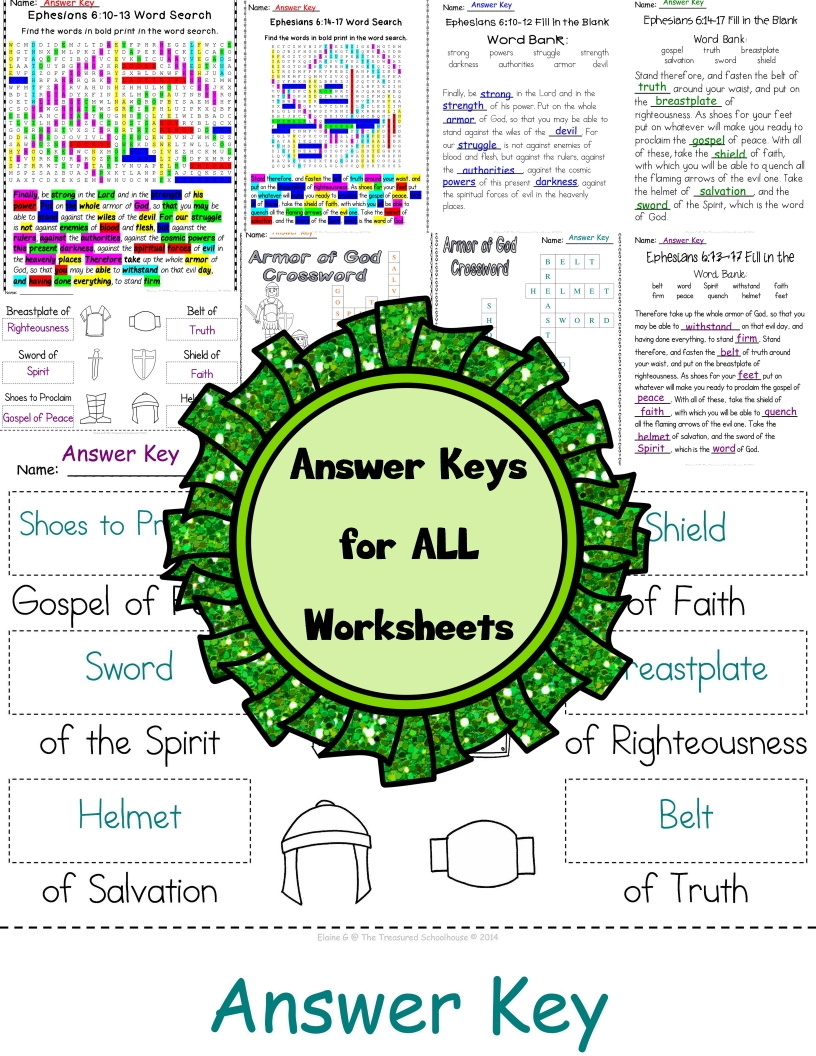 Armor Of God Worksheet Pack Dandelion Marketplace
