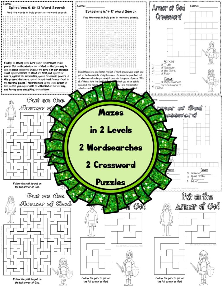 Armor Of God Worksheet Pack Dandelion Marketplace