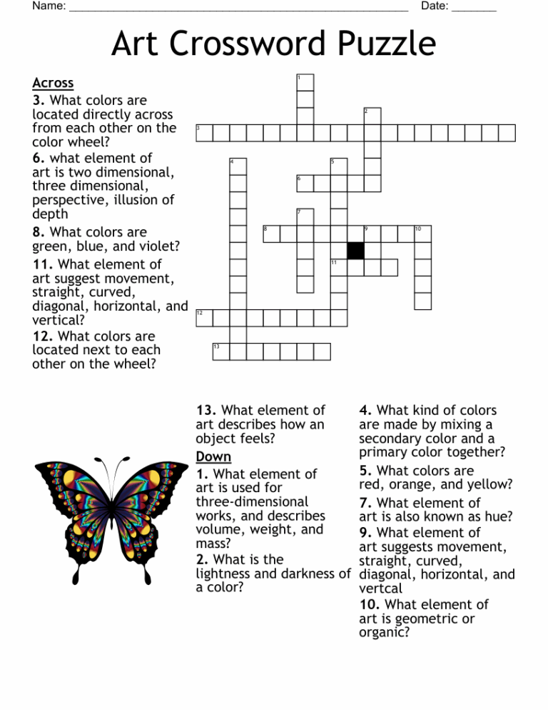 Art Terms Worksheet WordMint