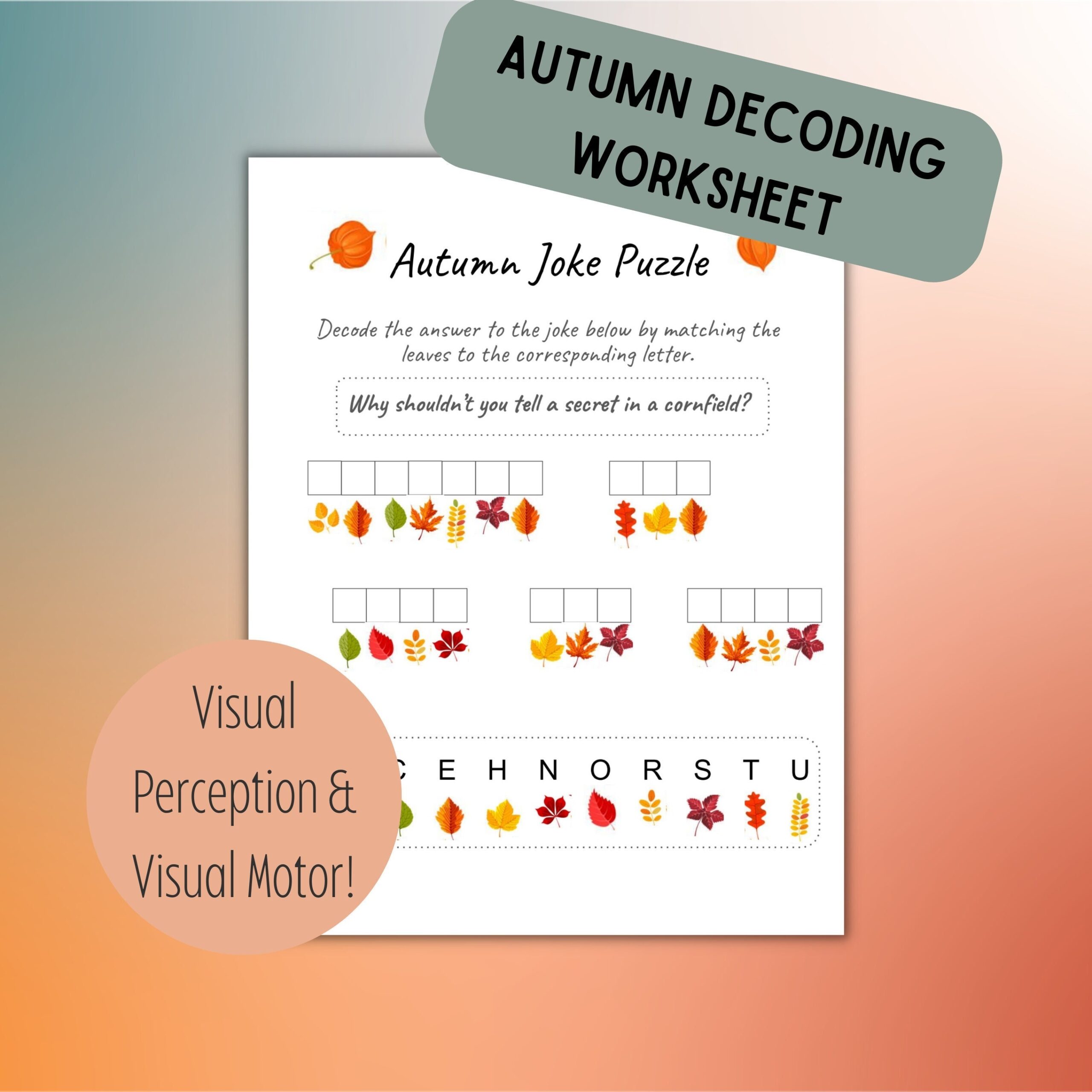 Autumn fall Decoding Puzzle Etsy
