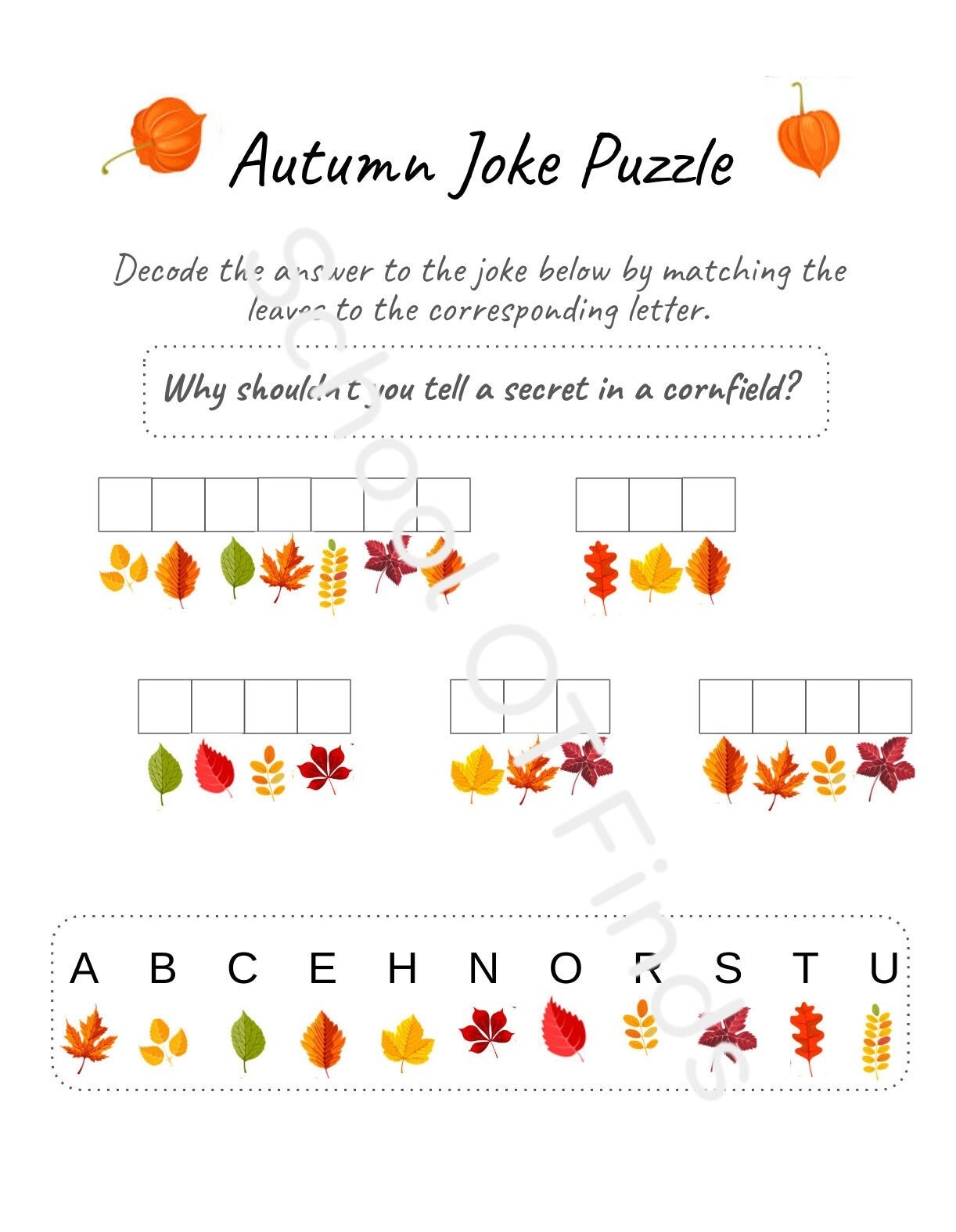 Autumn fall Decoding Puzzle Etsy