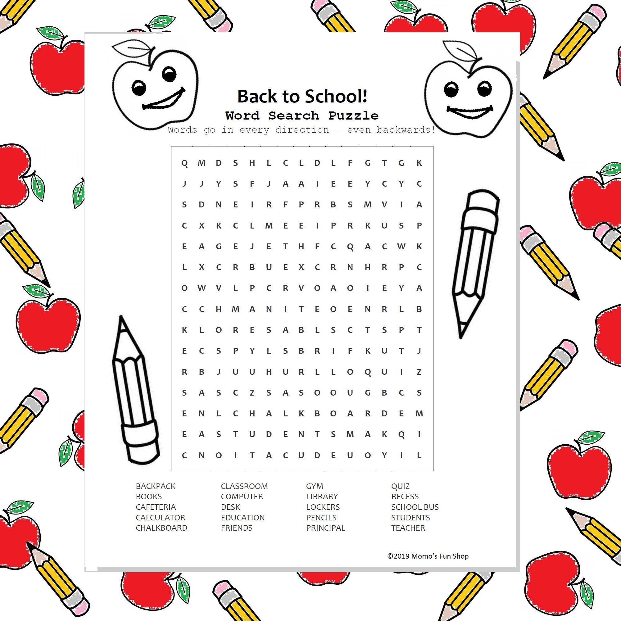 Back To School Word Search Puzzle For Kids Activity Sheet For 