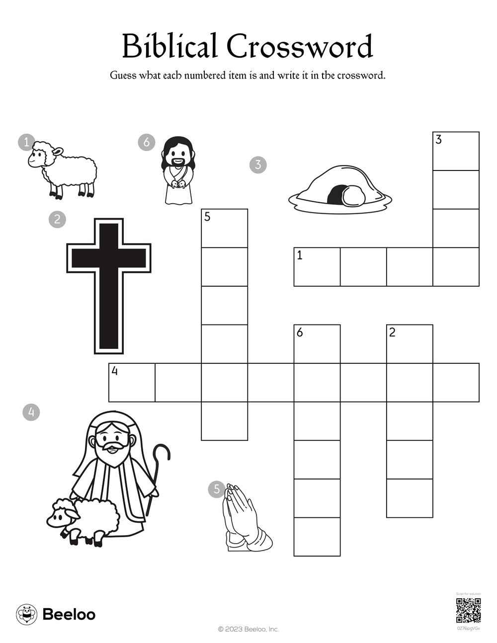 Bible Crossword Puzzle Worksheets