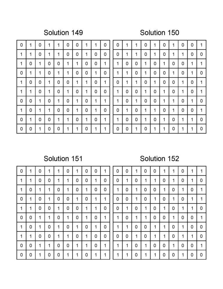 Binario Puzzles Printable PDF 500 Binary Puzzles To Keep Your 