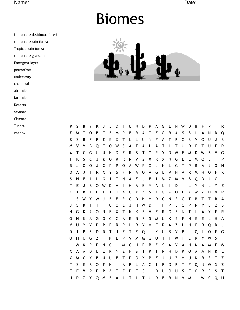 Biomes Puzzle Worksheets