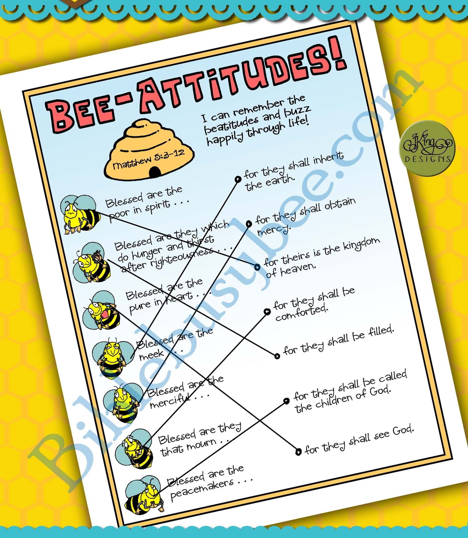 BLESSINGS Blessed Beatitudes Bee Attitudes Teachings Of Jesus 