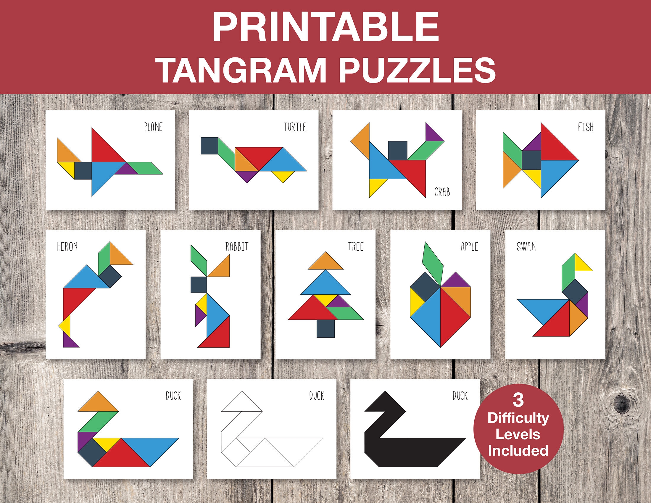 Buy Tangram Puzzles Printable Game Kids Printable Puzzle Montessori Cards Kids Game Flash Cards Educational Game INSTANT DOWNLOAD G003 Online In India Etsy