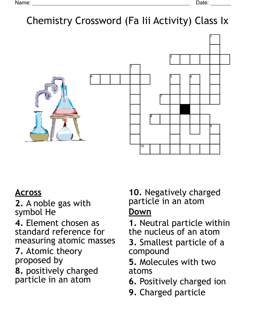 Chemistry Crossword Fa Iii Activity Class Ix WordMint