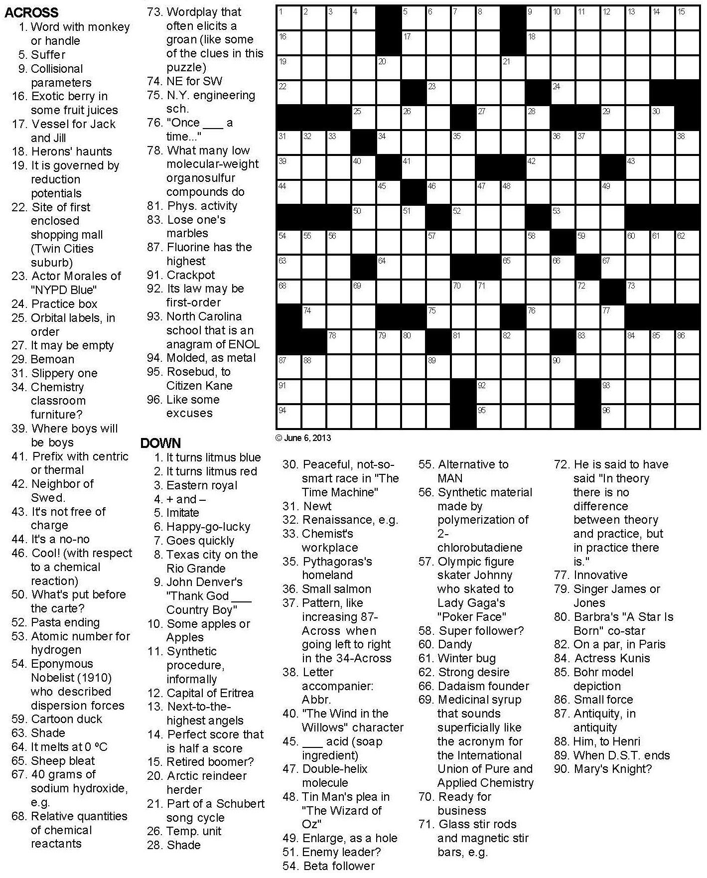 Chemistry Crossword Puzzle Worksheets Library