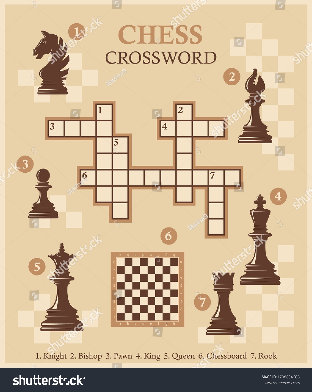 Chess Crossword Pieces Quiz Worksheet Educational Stock Vector Royalty Free 1708604665 Shutterstock