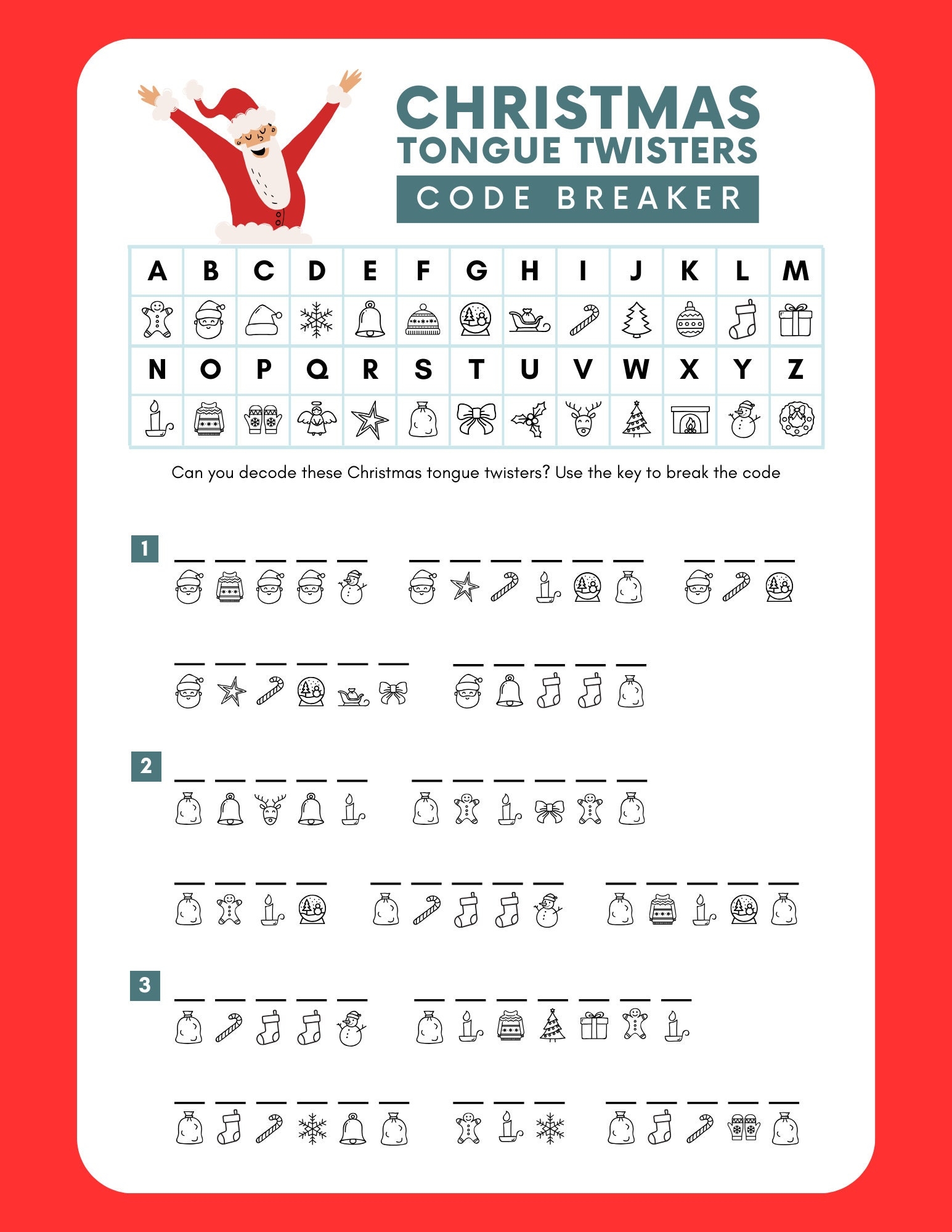 Christmas Code Breaker Worksheet Digital Download