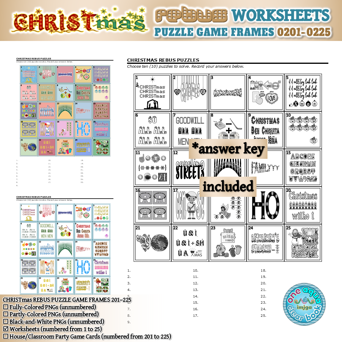 CHRISTMAS Rebus Puzzle Frames 201 225 Worksheets Made By Teachers