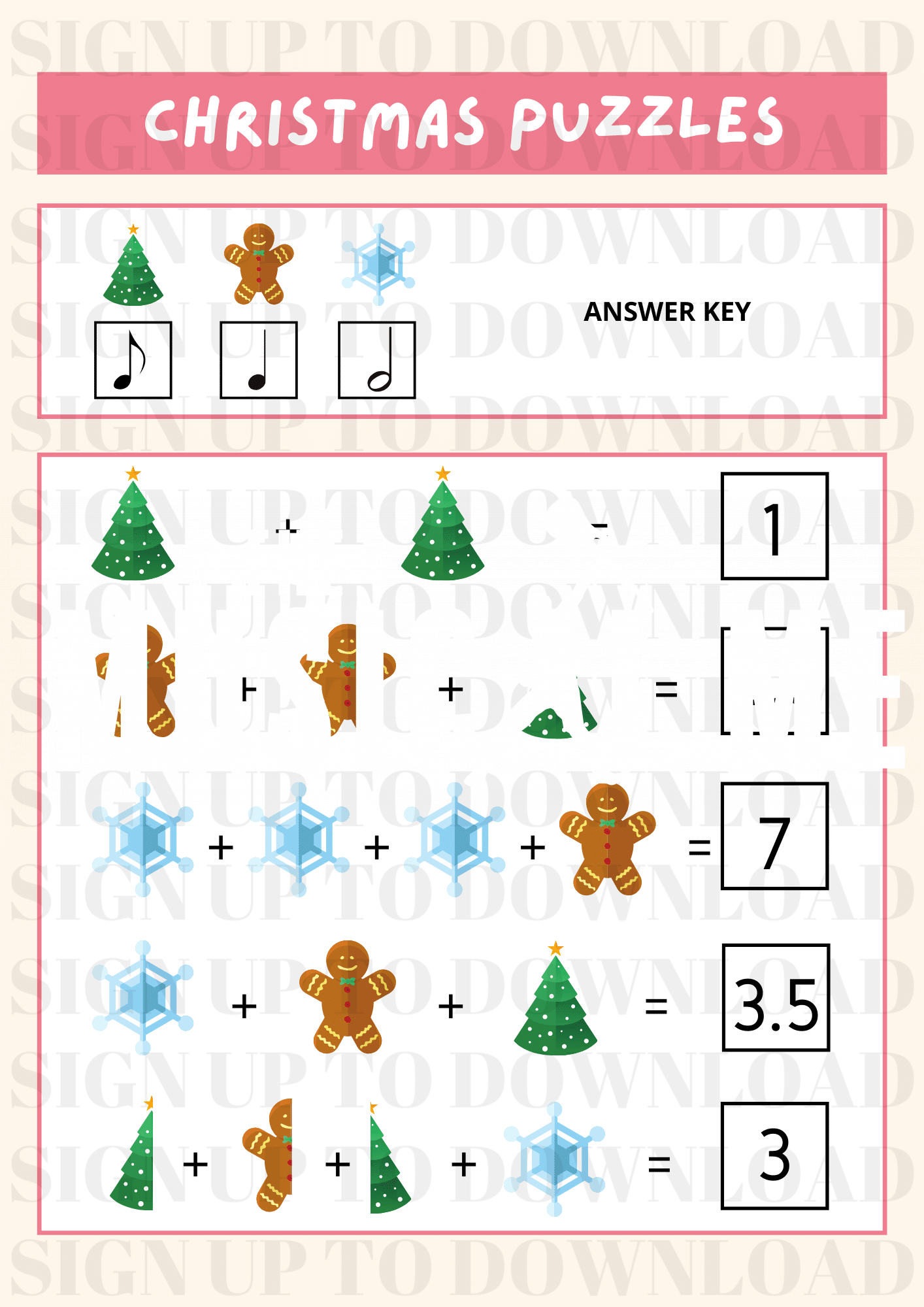 Christmas Worksheet A Musical Maths Puzzle Schools Music Market