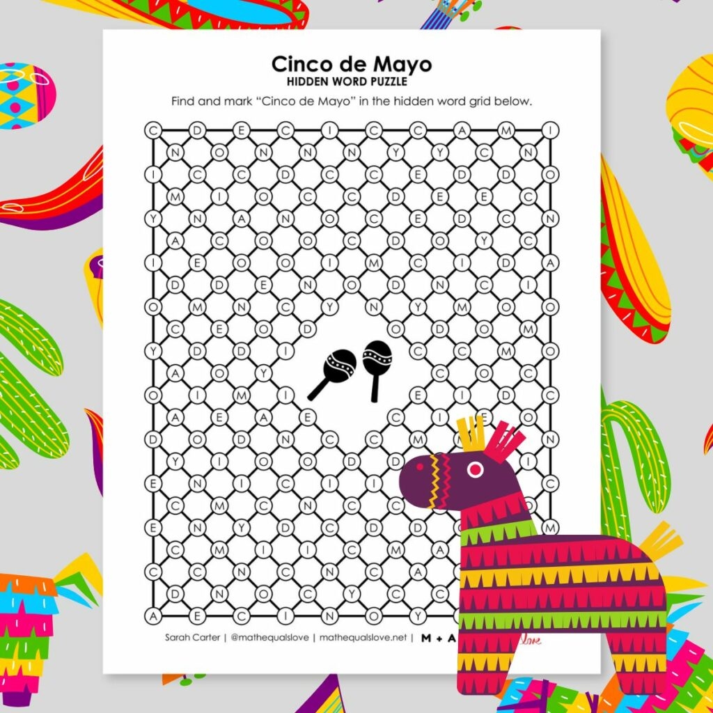 Cinco De Mayo Hidden Word Puzzle Math U003d Love