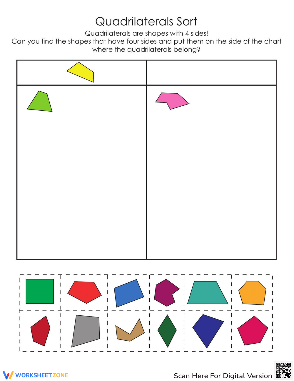 Quadrilateral Puzzle Worksheets