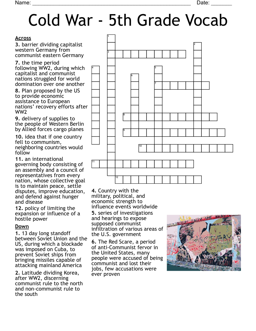 Cold War 5th Grade Vocab Crossword WordMint