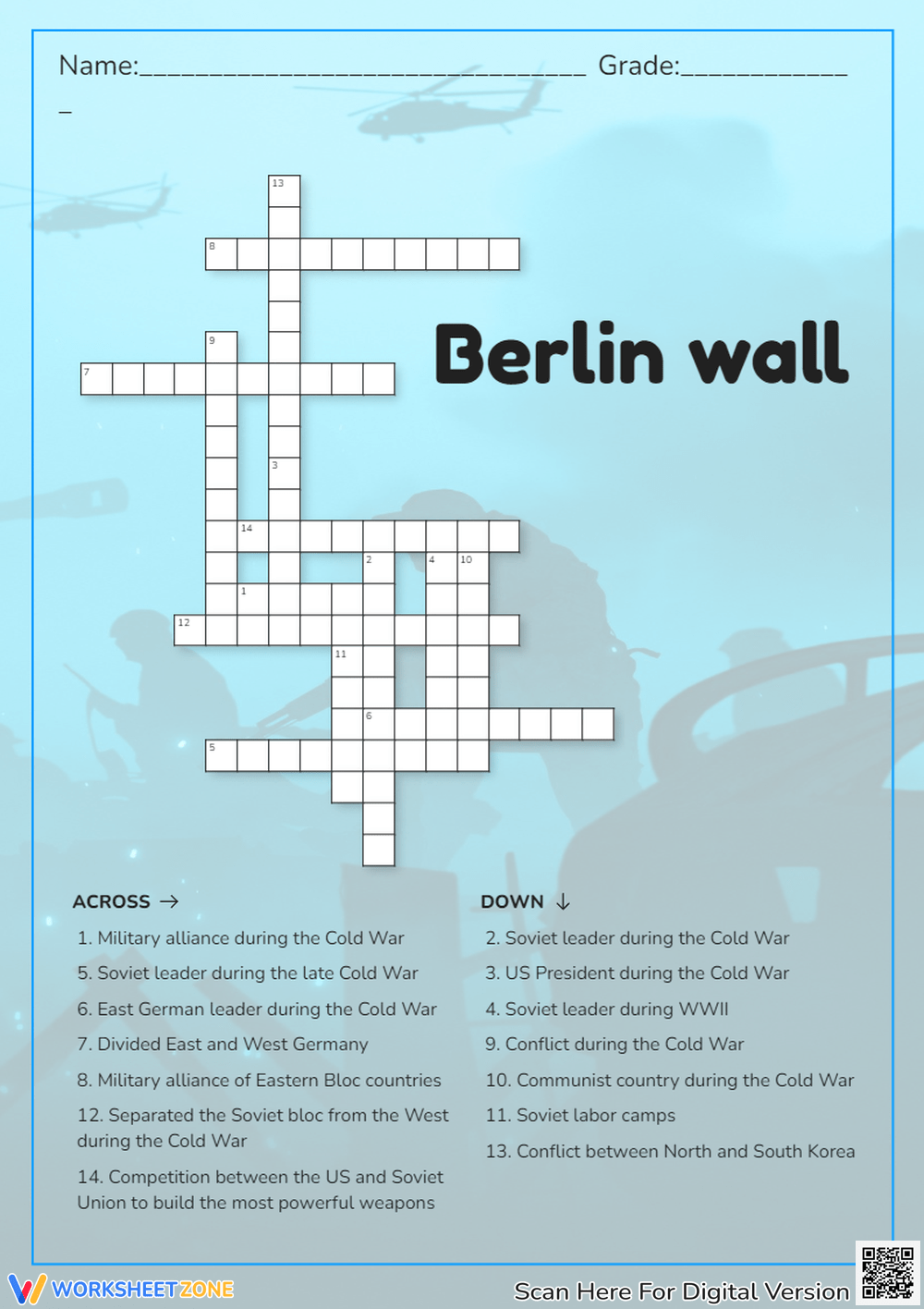 Cold War Crossword Puzzles Worksheets