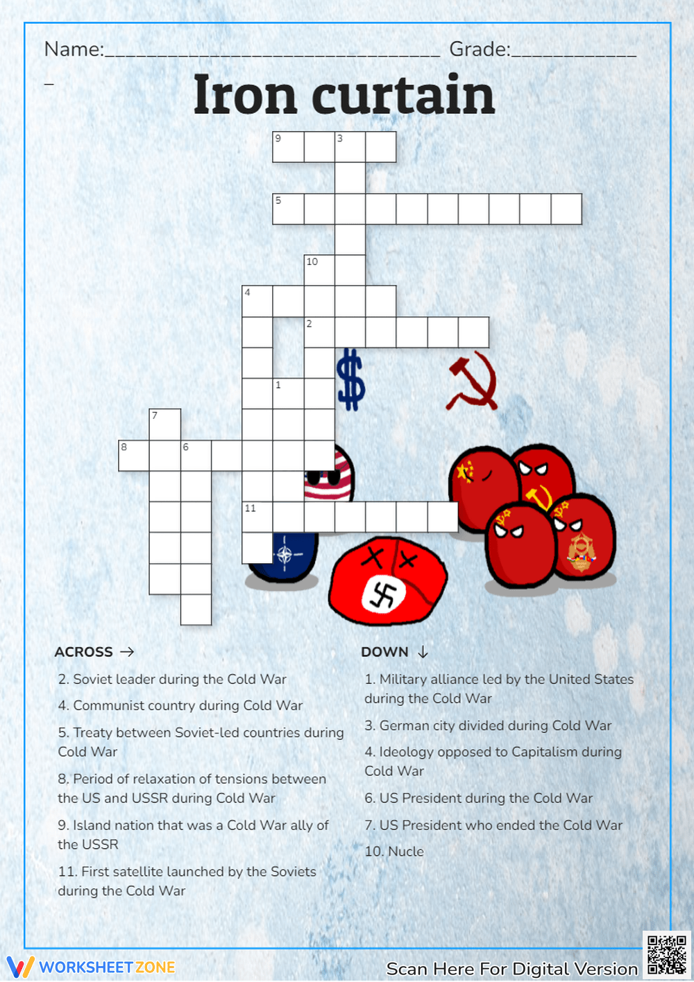 Cold War Crossword Puzzle Worksheets 2025