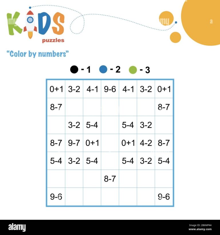 Color By Numbers Mathematical Pixel Puzzle Easy Colorful 