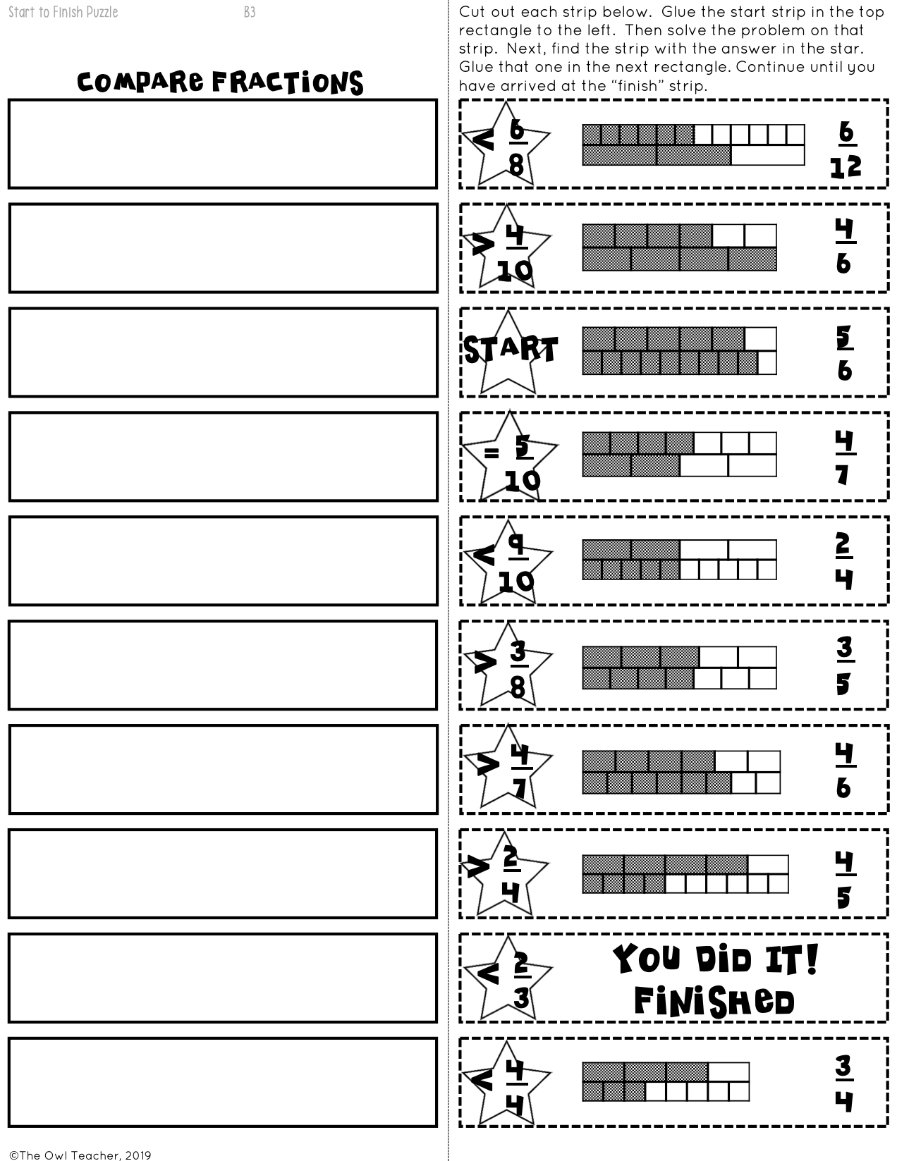 Comparing Fractions Start2Finish Math Puzzles Printable U0026 Digital 