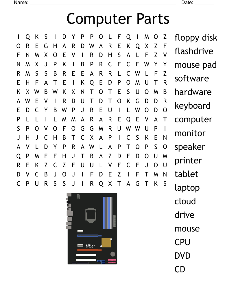 Computer Parts Word Search WordMint