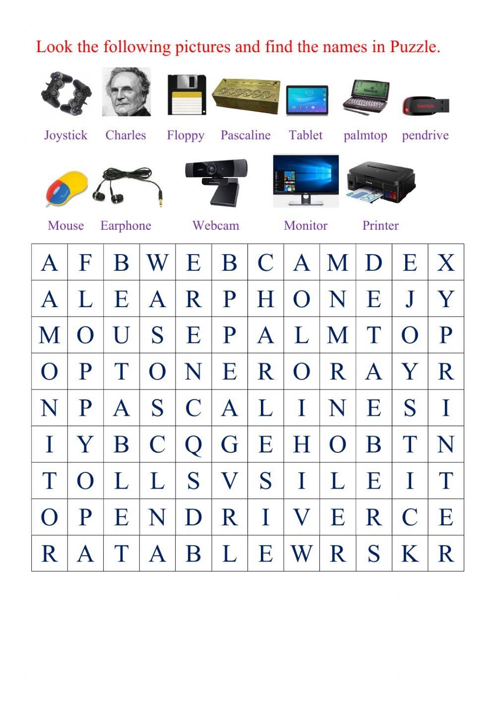Computer Puzzle Interactive Worksheet Live Worksheets Worksheets Library