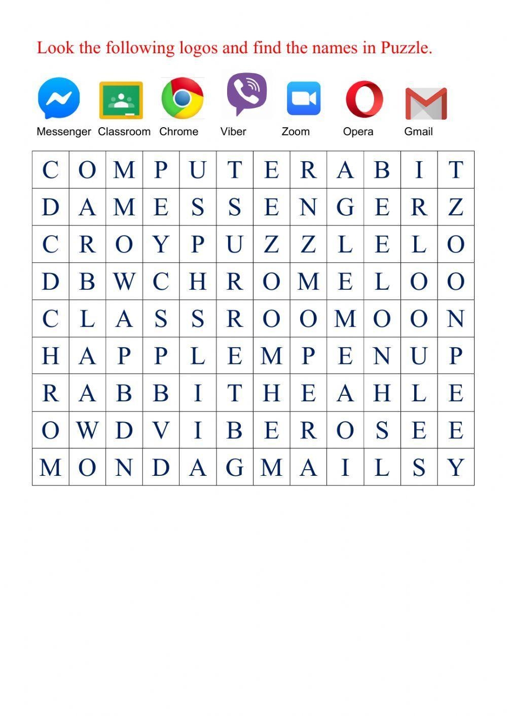 Computer Puzzle Worksheet Live Worksheets Worksheets Library