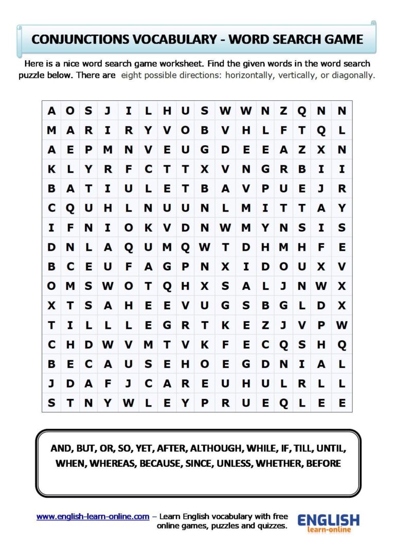 Conjunctions In English With Worksheets Learn English