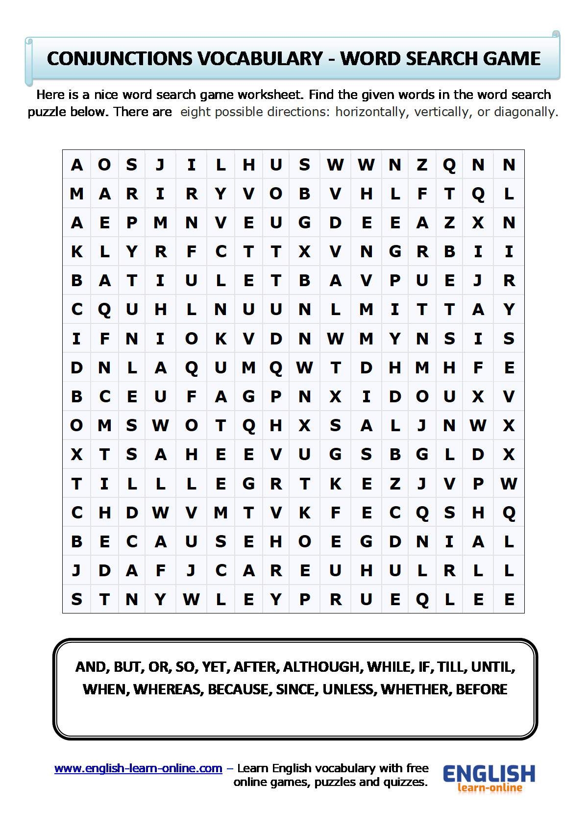 Conjunctions In English With Worksheets Learn English