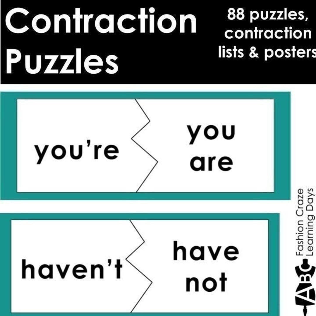 Contraction Puzzle Worksheets