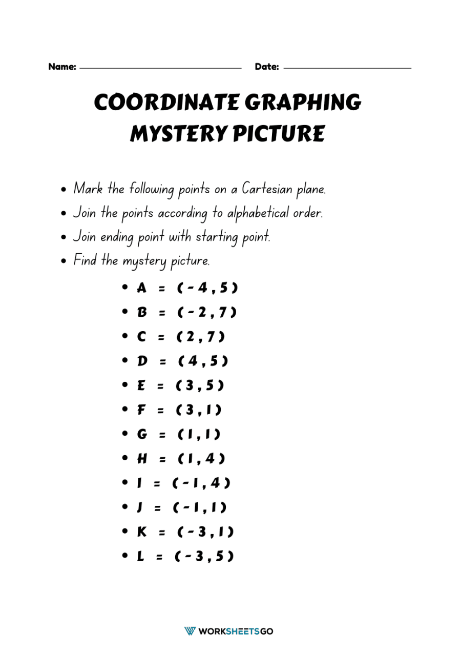 Coordinate Graphing Mystery Picture Worksheets WorksheetsGO