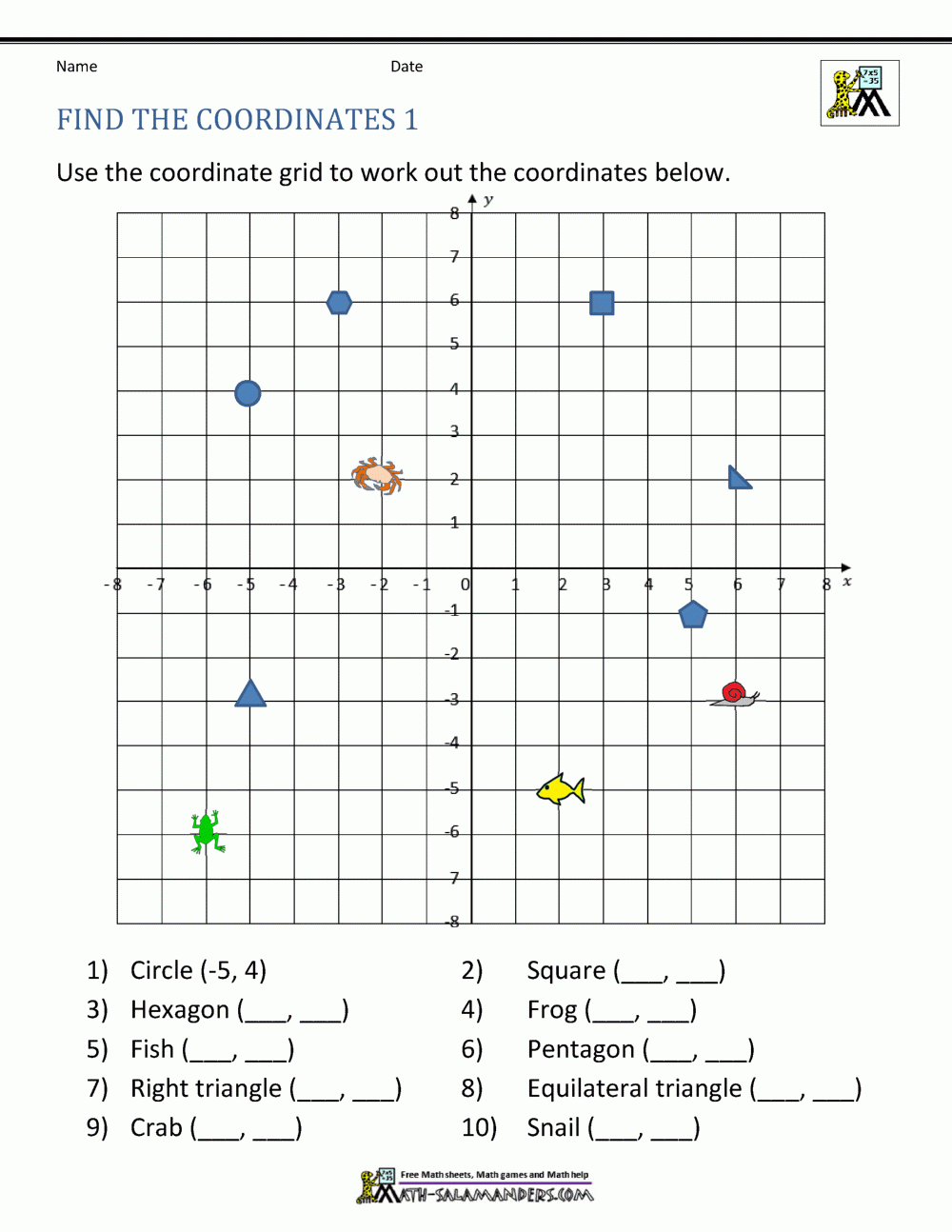 Coordinate Grid Puzzle Worksheets