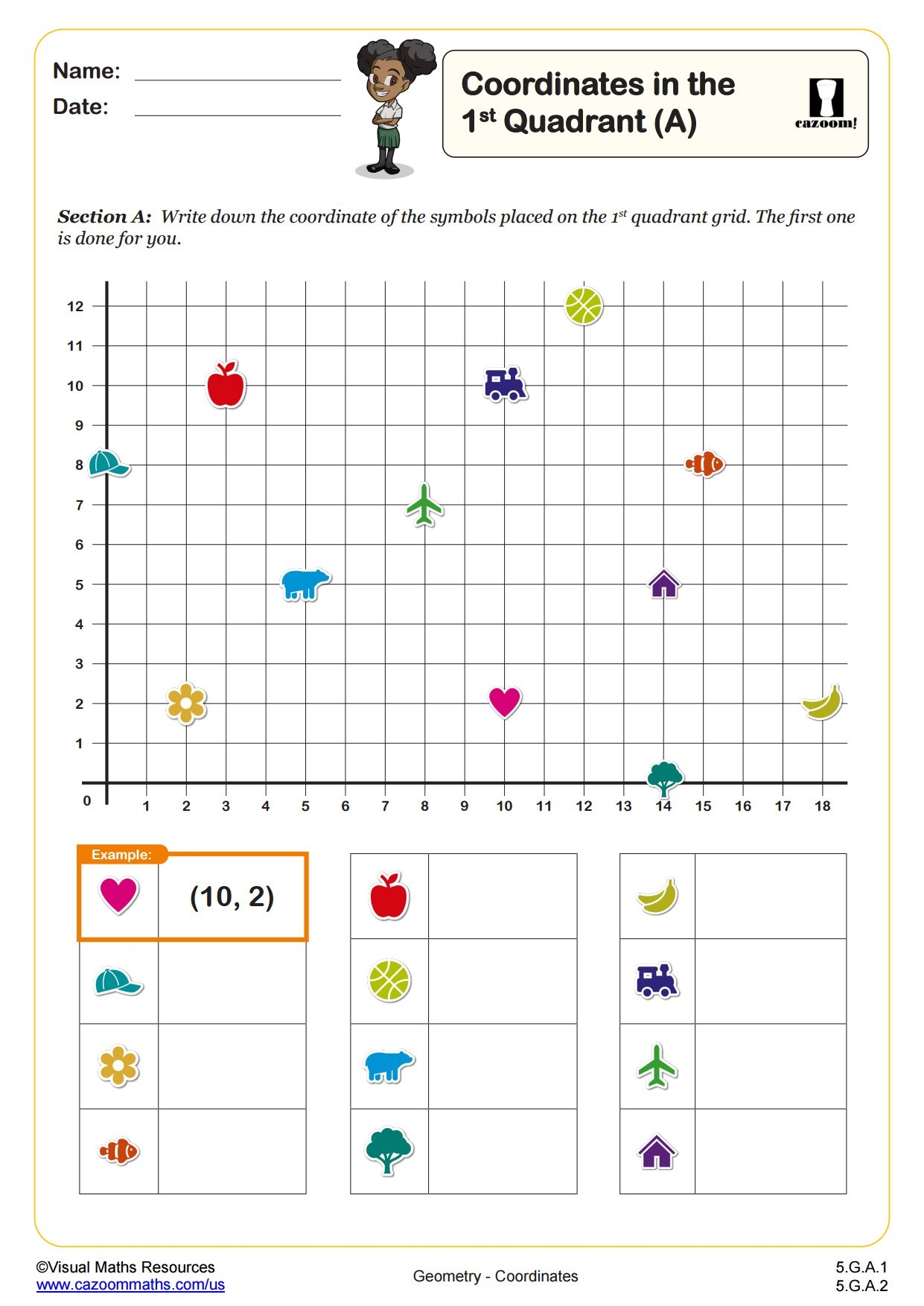 Coordinates In The First Quadrant A PDF Printable Geometry 
