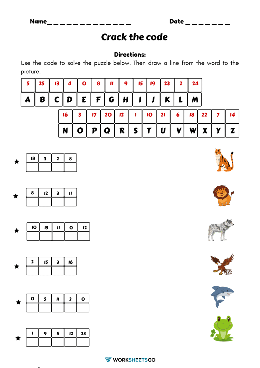 Code Breaking Puzzles Worksheet