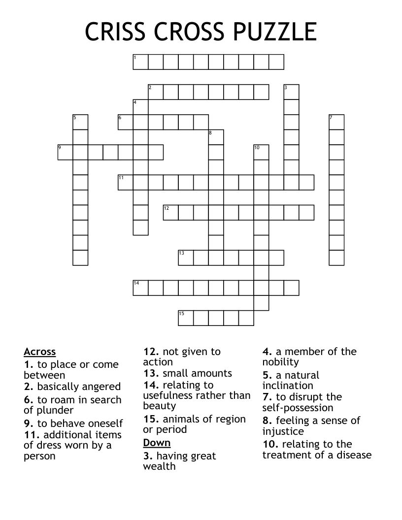Cross Number Puzzle Worksheet Answers