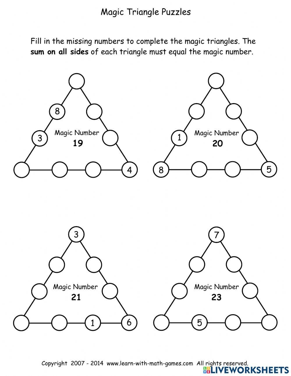 Critical Thinking Magic Triangles Online Exercise For Live 