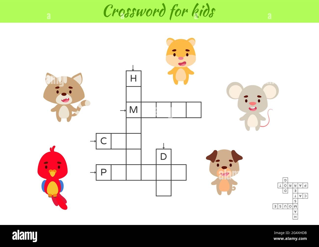 Crossword For Kids With Pictures Of Animals Educational Game For Study English Language And Words Children Activity Printable Worksheet Includes An Stock Vector Image U0026 Art Alamy