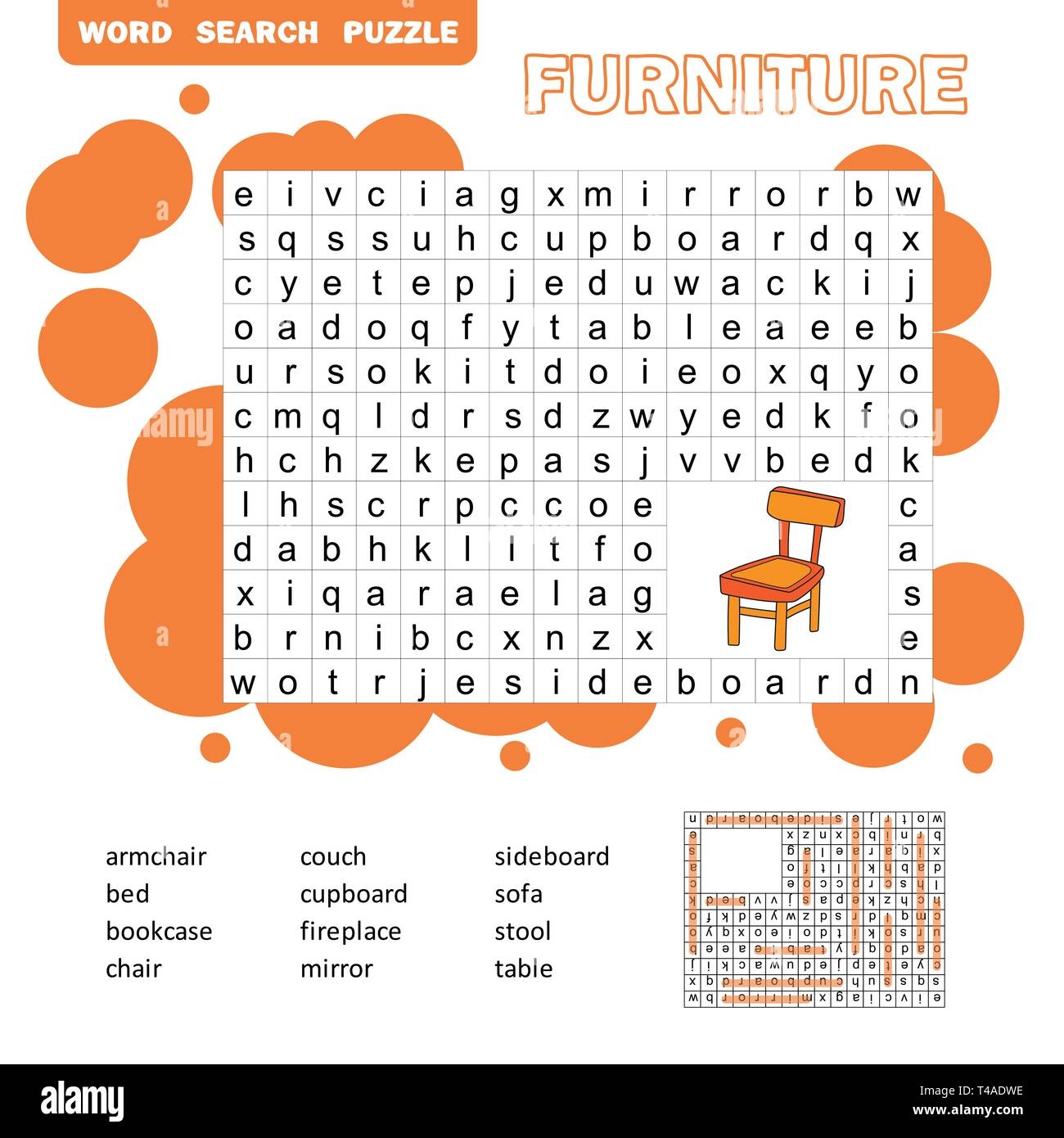 Crossword Living Room Furniture Learning English Words Word 