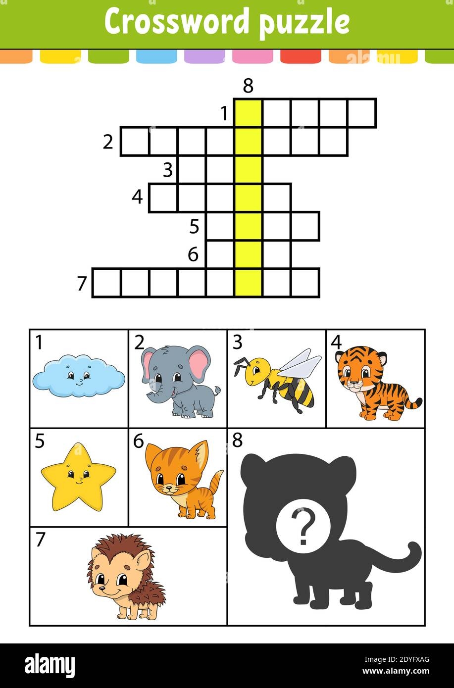 Crossword Puzzle Education Developing Worksheet Activity Page For Study English With Color Pictures Game For Children Isolated Vector Illustratio Stock Vector Image U0026 Art Alamy