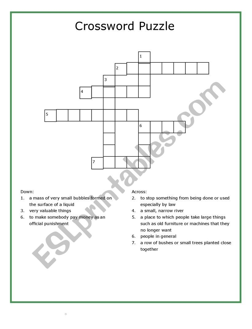 Ecology Crossword Puzzle Worksheets
