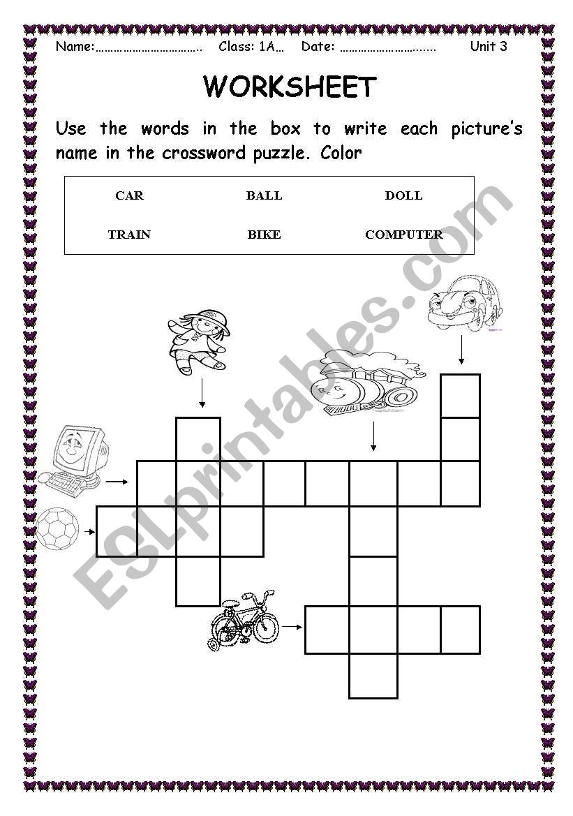 CROSSWORD PUZZLE ESL Worksheet By Haiyendtd