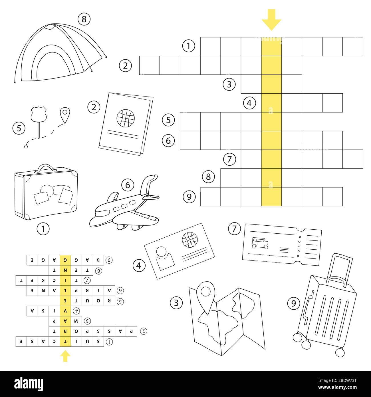 Crossword Puzzle Game For Preschool Kids Activity Worksheet Study English Words Vector Cartoon Illustration Stock Vector Image U0026 Art Alamy