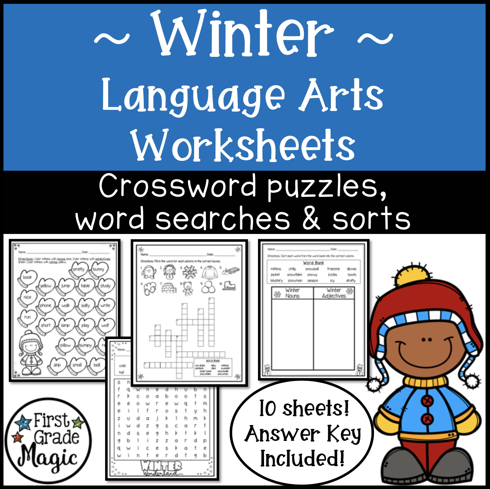 Crossword Puzzles Word Searches And Word Sorts For Winter ELA Made By Teachers
