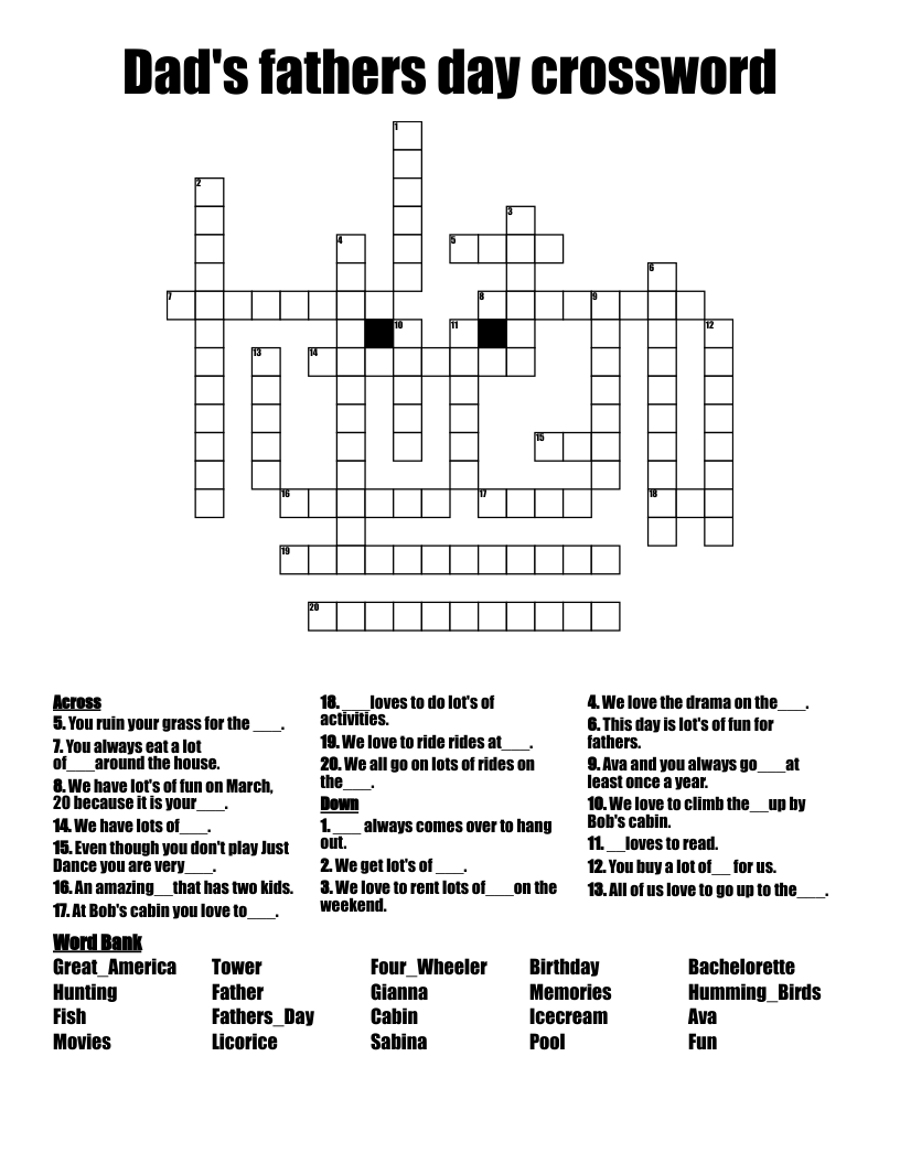 Dads Worksheets Puzzles