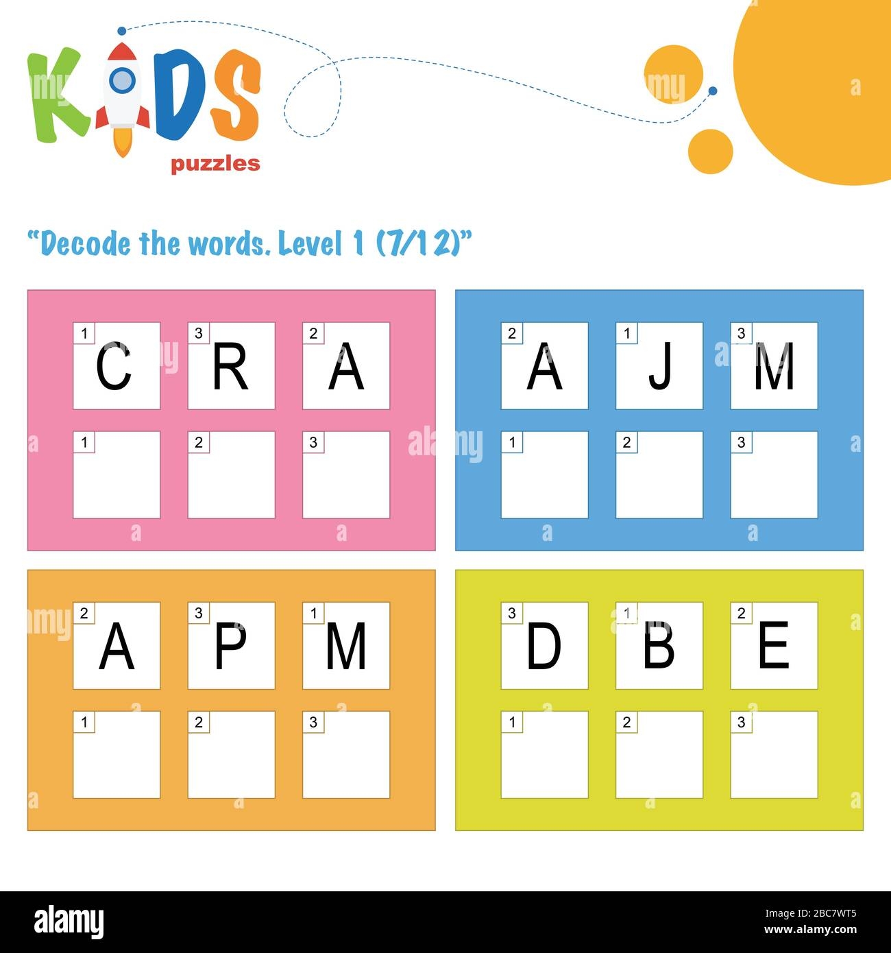 Decode The 3 letter Words Worksheet Practice For Preschool Elementary And Middle School Kids Fun Logic Puzzle Activity Sheet Stock Vector Image U0026 Art Alamy