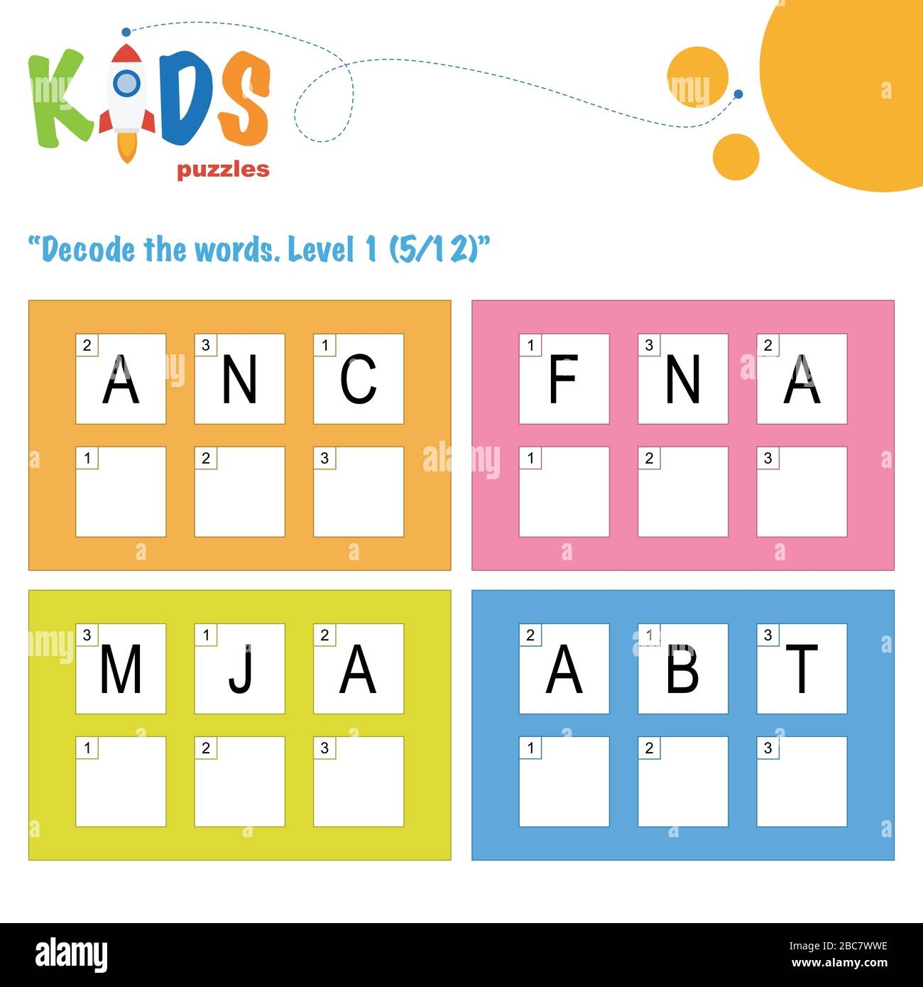 Decode The 3 letter Words Worksheet Practice For Preschool Elementary And Middle School Kids Fun Logic Puzzle Activity Sheet Stock Vector Image U0026 Art Alamy
