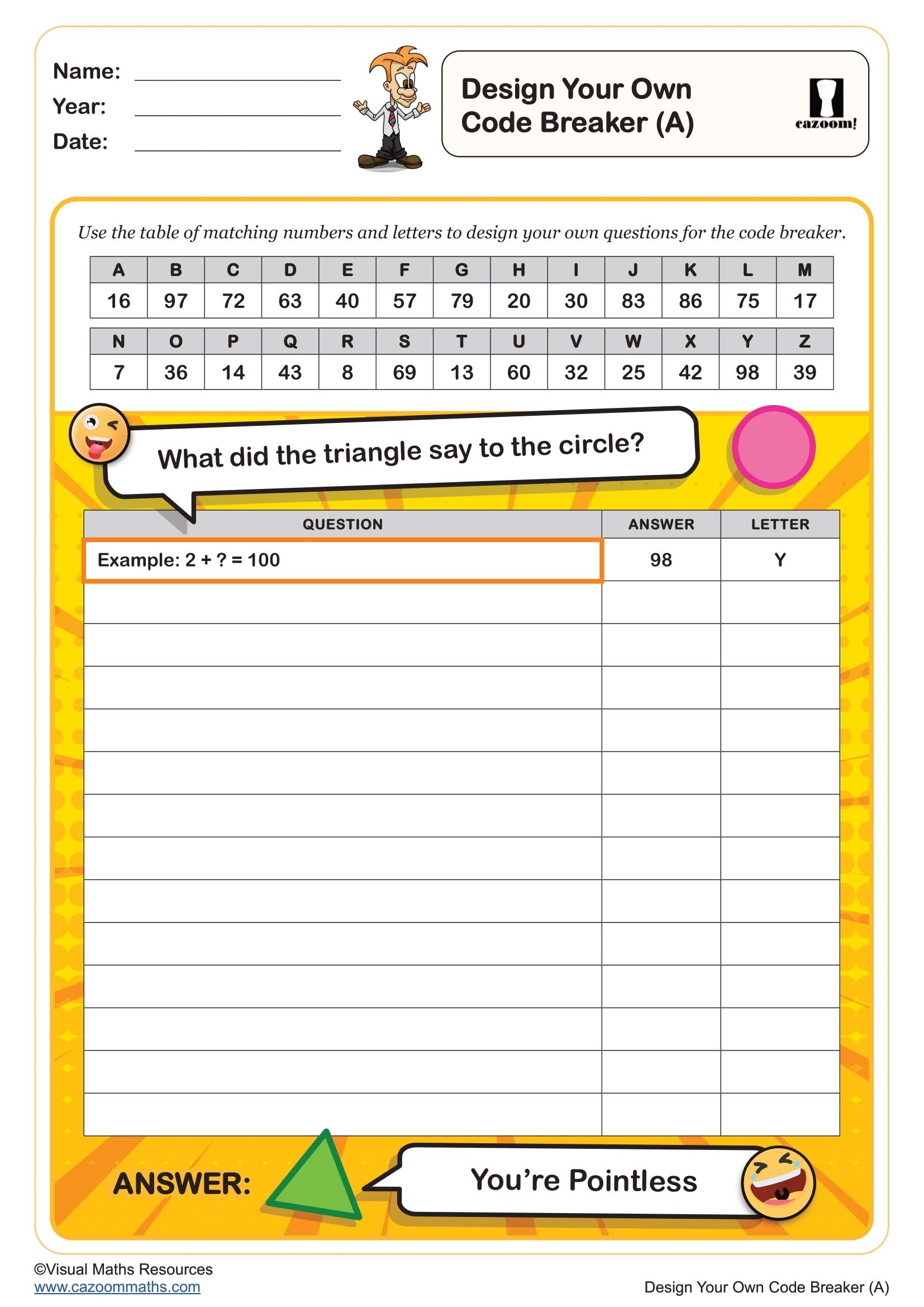 Design Your Own Code Breaker A Worksheet Fun And Engaging Year 2 And Year 3 International Joke Day Worksheets