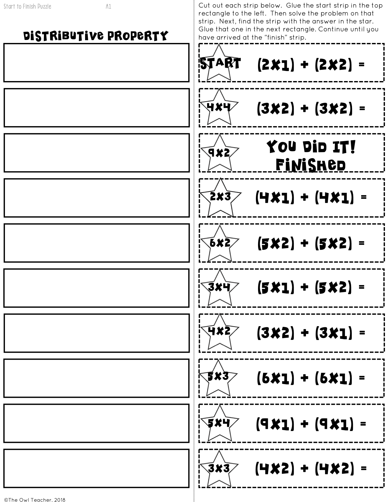 Distributive Property Start2Finish Printable U0026 Digital Google