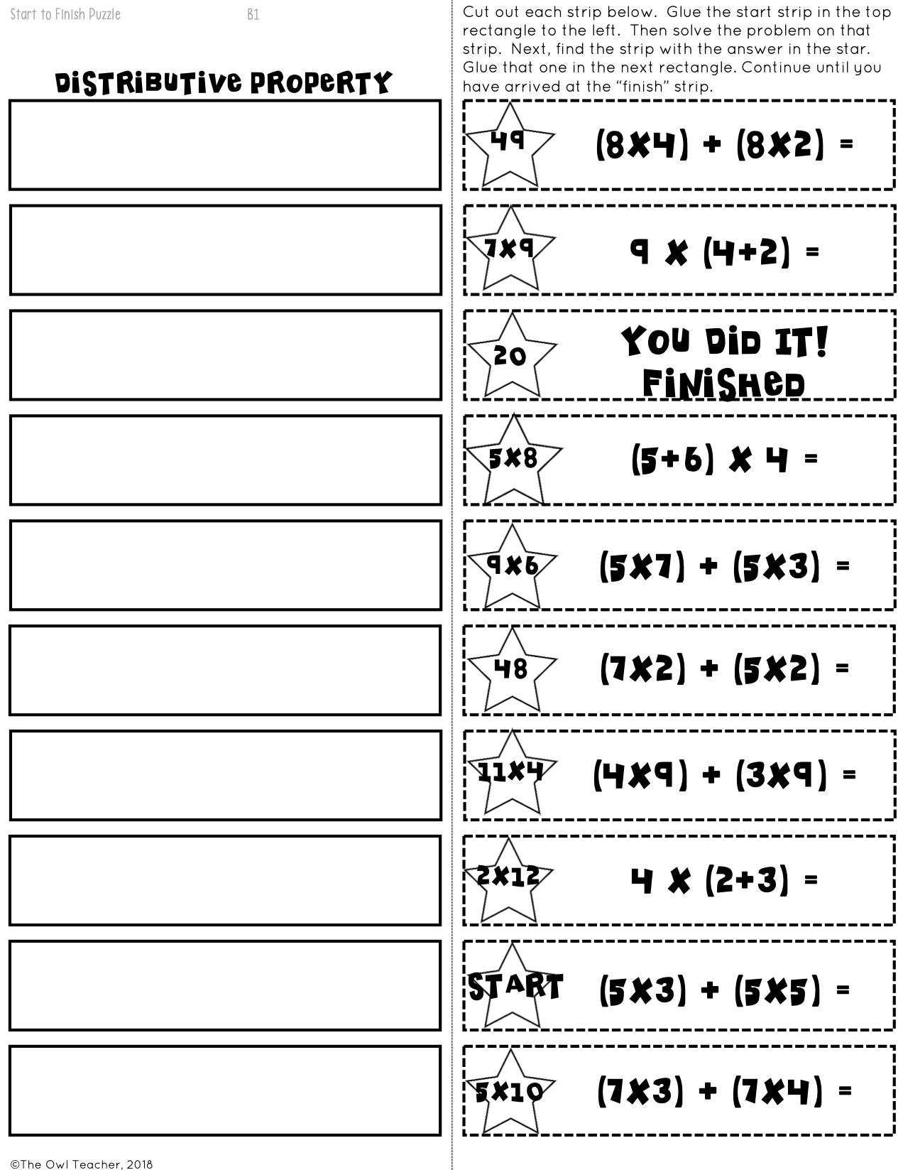 Distributive Property Start2Finish Printable U0026 Digital Google