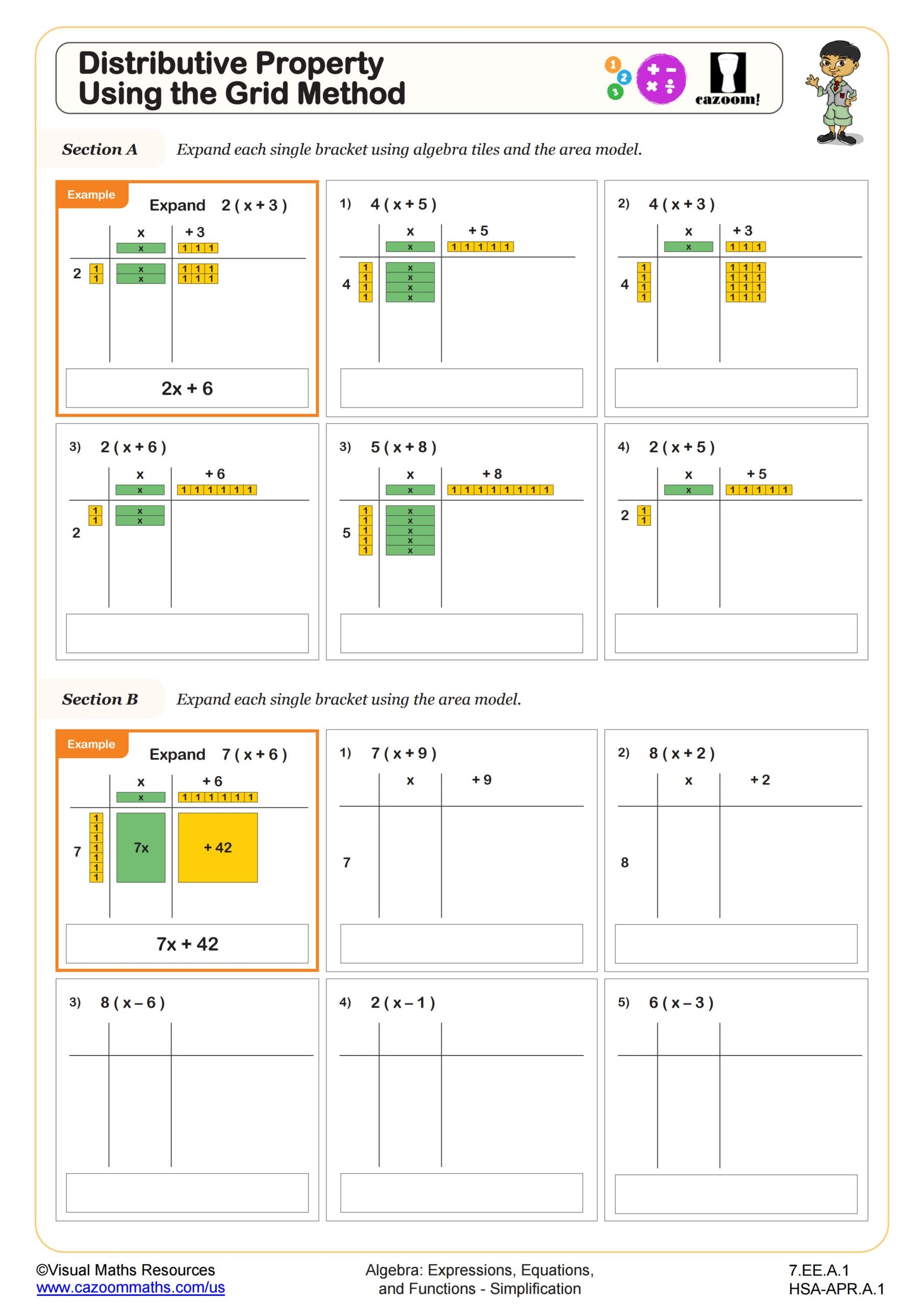 Distributive Property Puzzle Worksheets
